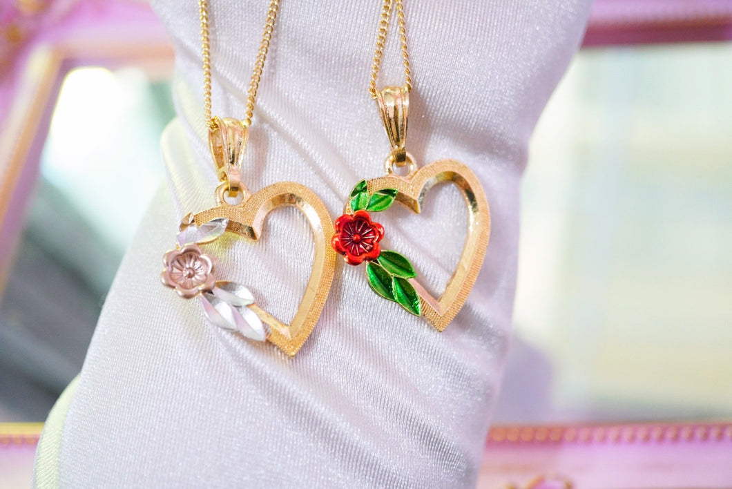 Heart with Rose Necklace