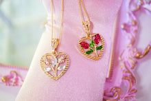 Heart with 2 Roses Necklace
